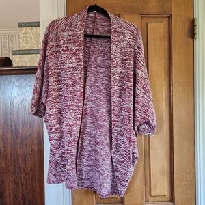 medium burgendy/cream open front cocoon cardigan